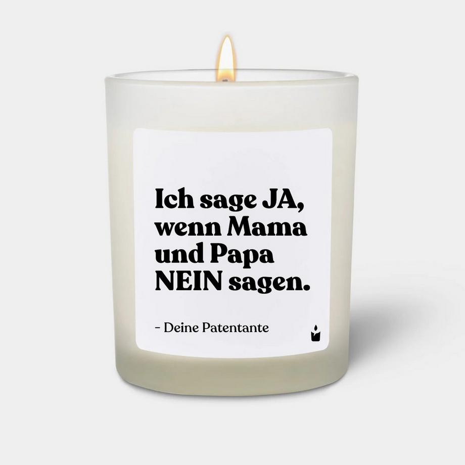 CandleHand Duftkerze Weiss Flowery Ich sage Ja, wenn Mama und Papa Nein sagen. Deine Patentante  