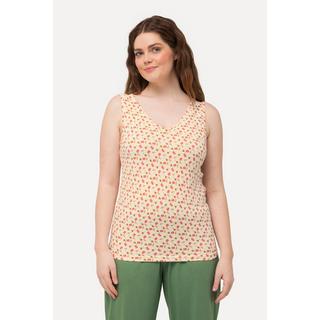 Ulla Popken Canotte Confezione Doppia Fiori Tinta Unita Scollo a V Senza Maniche  