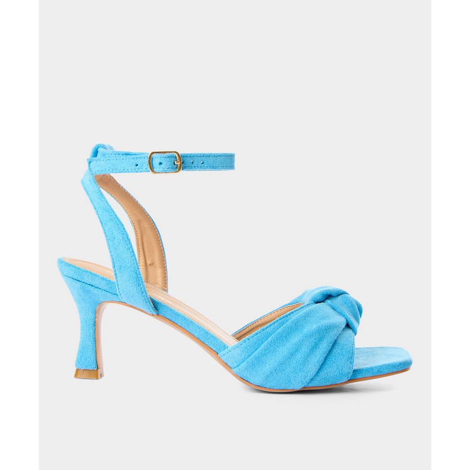 Offene Absatzschuhe aus Mikrosuede mit Knotendetail