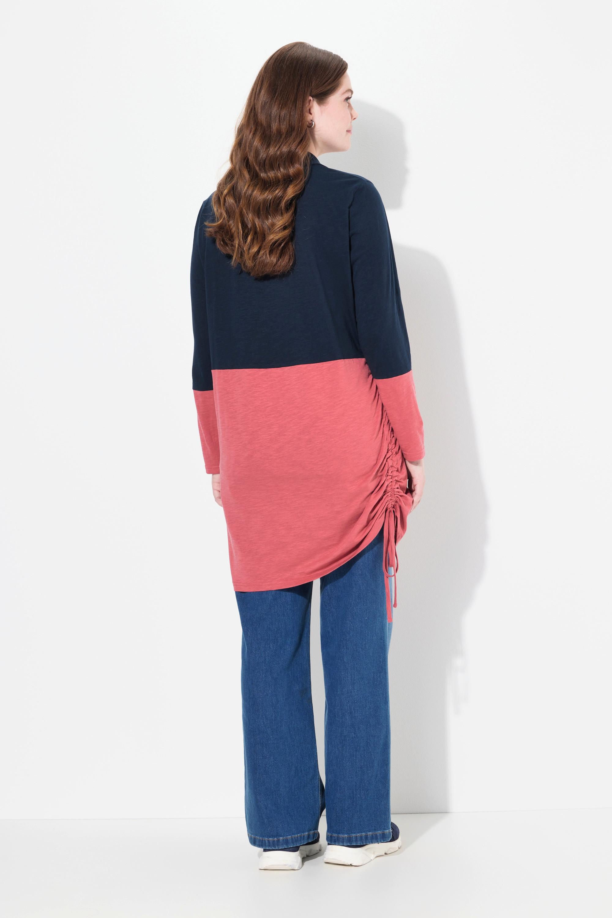 Ulla Popken T-shirt long Col montant Cordon de serrage  