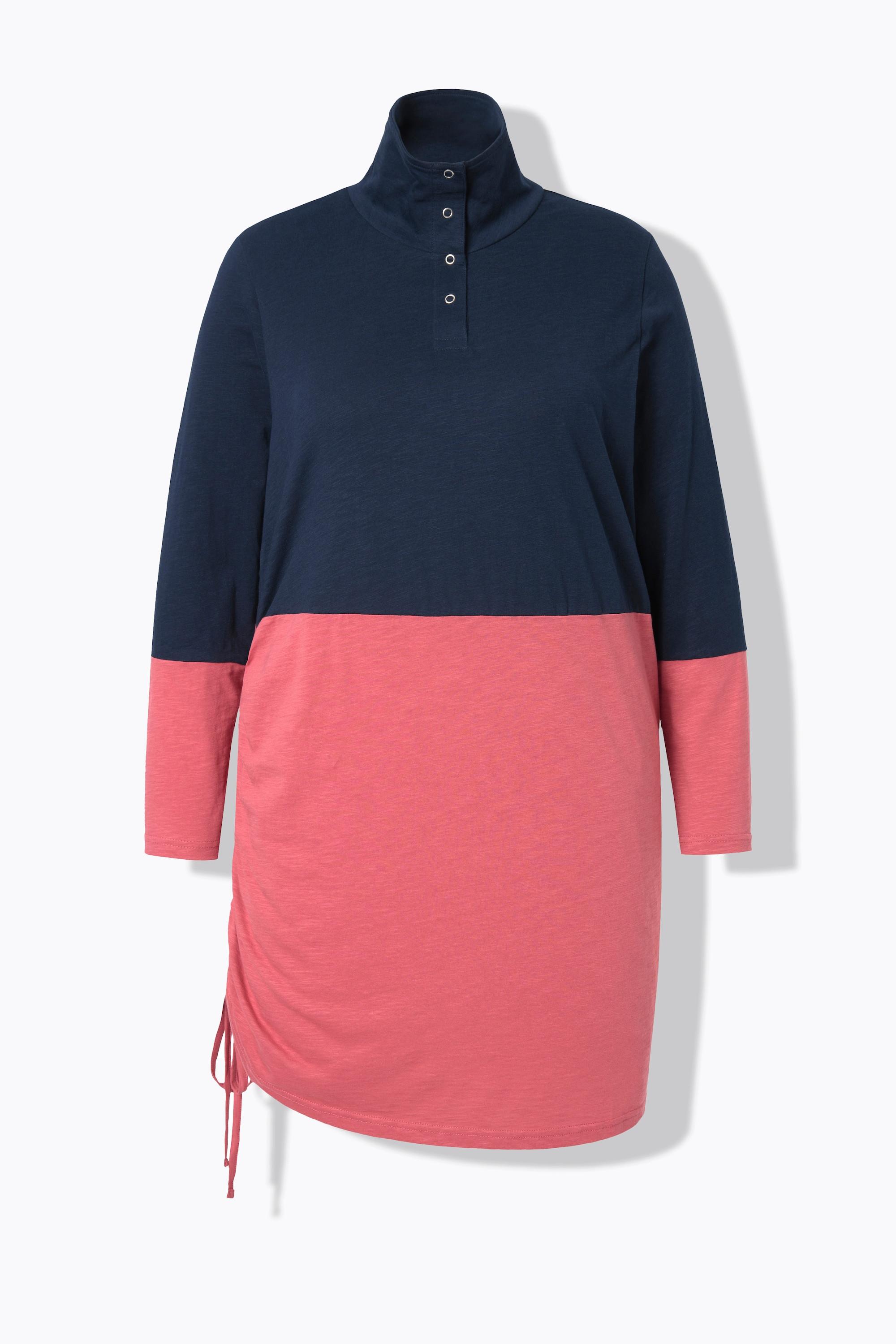 Ulla Popken T-shirt long Col montant Cordon de serrage  