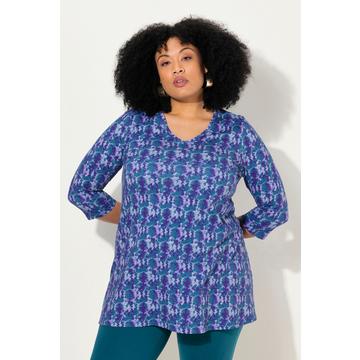 Longshirt, Batikmuster, A-Linie, V-Ausschnitt, 3/4-Arm