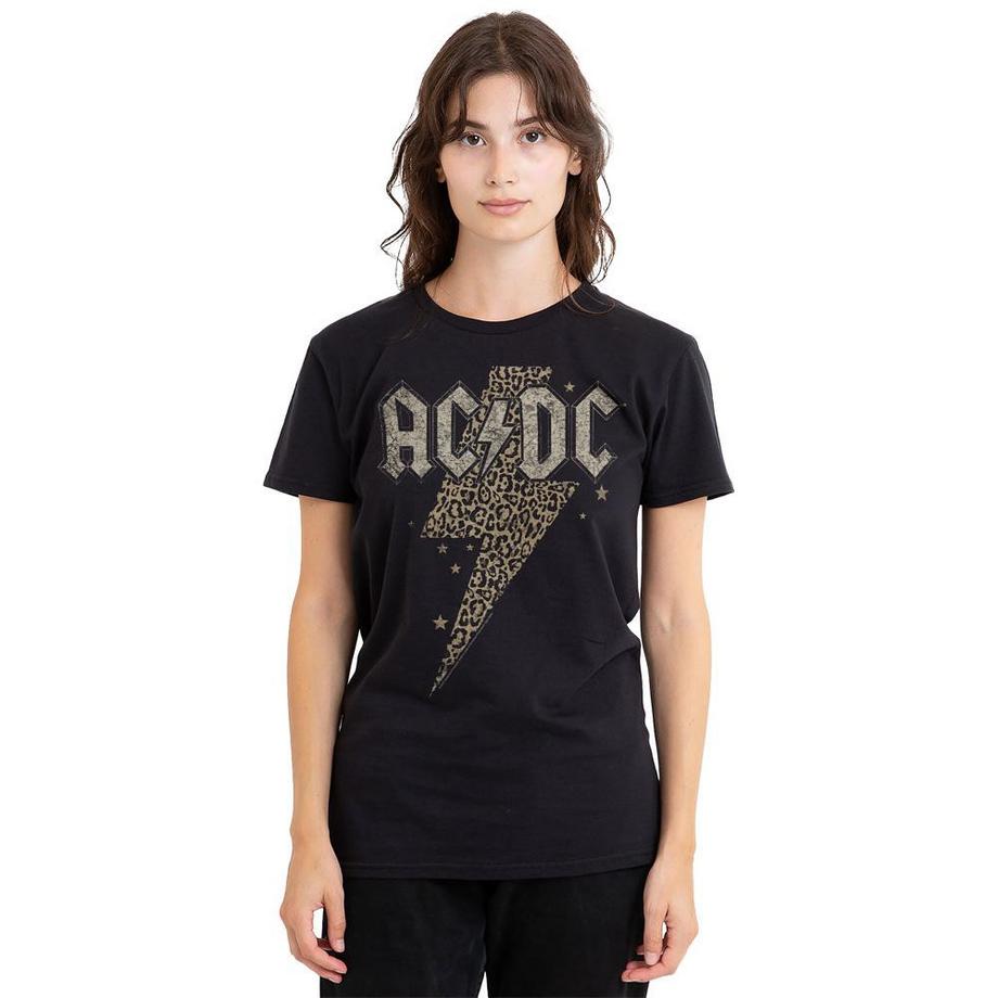 AC/DC ACDC Leopard Print Lightning Bolt T-Shirt  