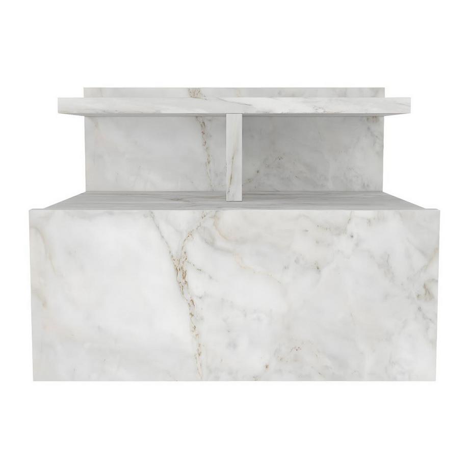 Vente-unique Comodino sospeso 1 cassetto Effetto marmo Bianco - Lotto di 2 - AZELNO  