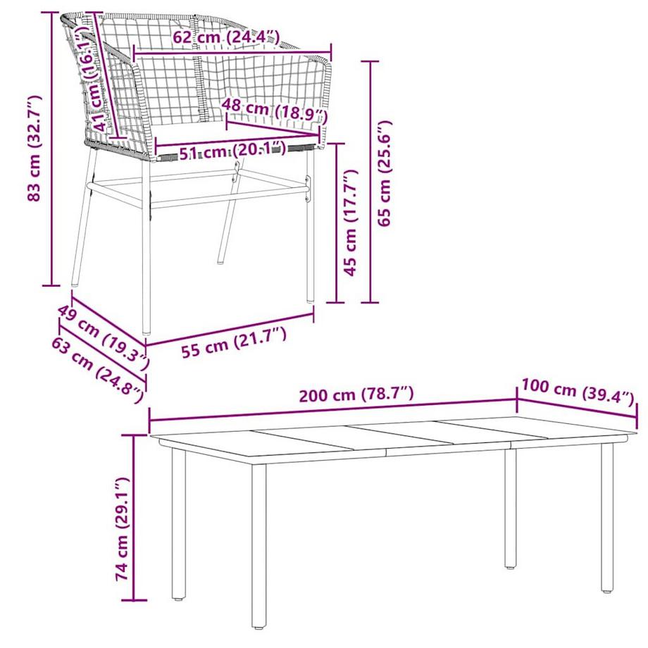 VidaXL Garten essgruppe rattan  