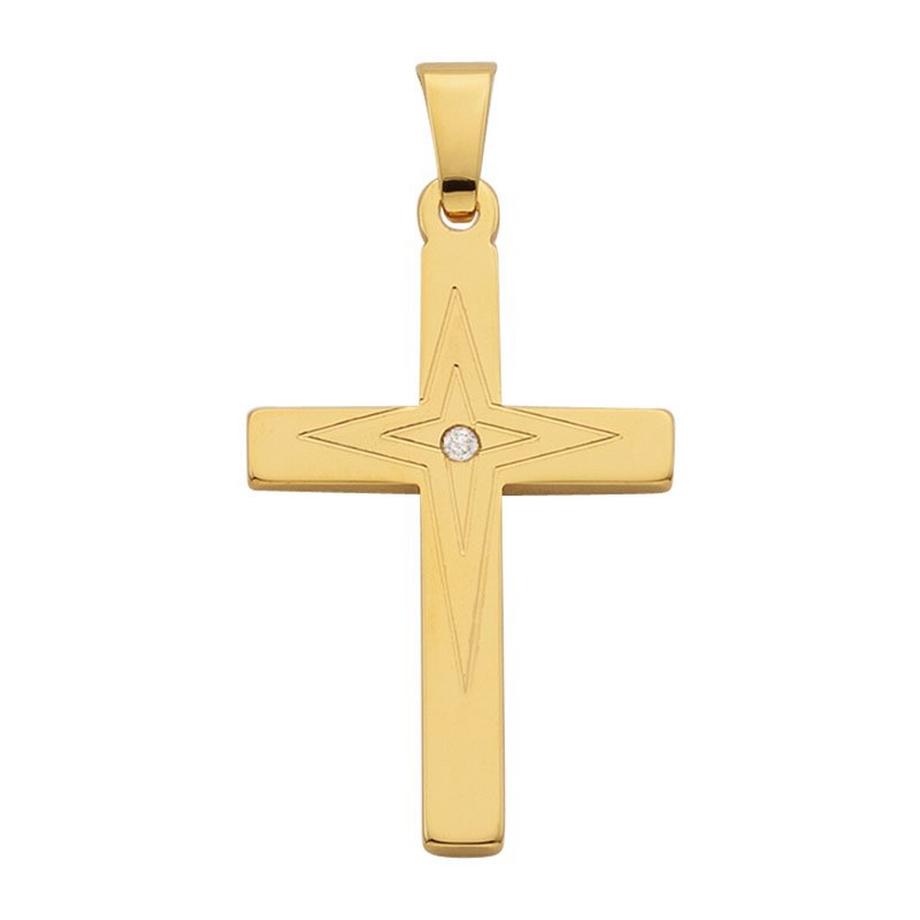 Anhänger Kreuz Gelbgold 750/18K Diamant 0.01ct. 26x14mm