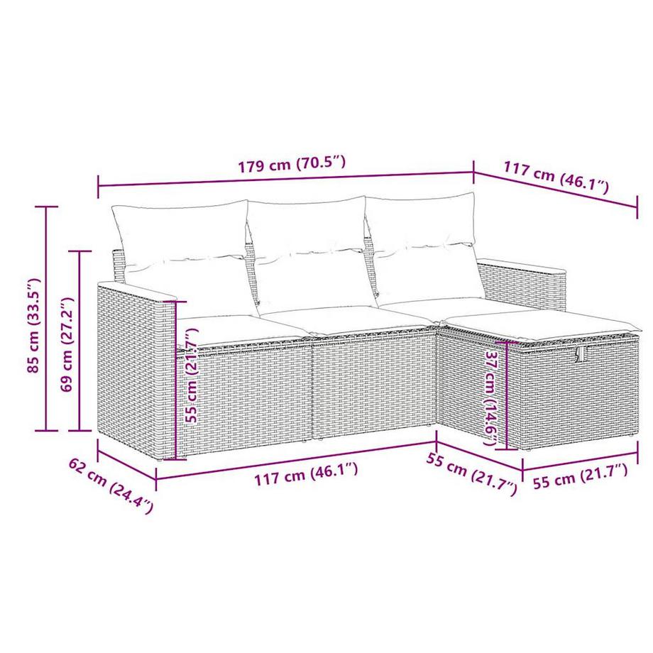 VidaXL set di divani da giardino Polirattan  