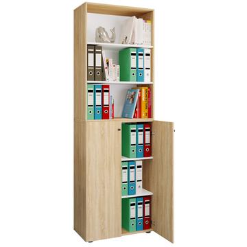 Büroschrank mit 6 Fächern | Büroregal | moderner Aktenschrank mit Drehtüren | Maße ca. H. 220 x B. 70 x T. 40cm – Lona 6-Fach