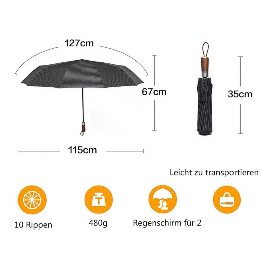 Alopini  Regenschirm großer sturmsicherer 2-Personen-Reiseschirm winddichter Taschenschirm öffnen-schließen Automatikschirm 