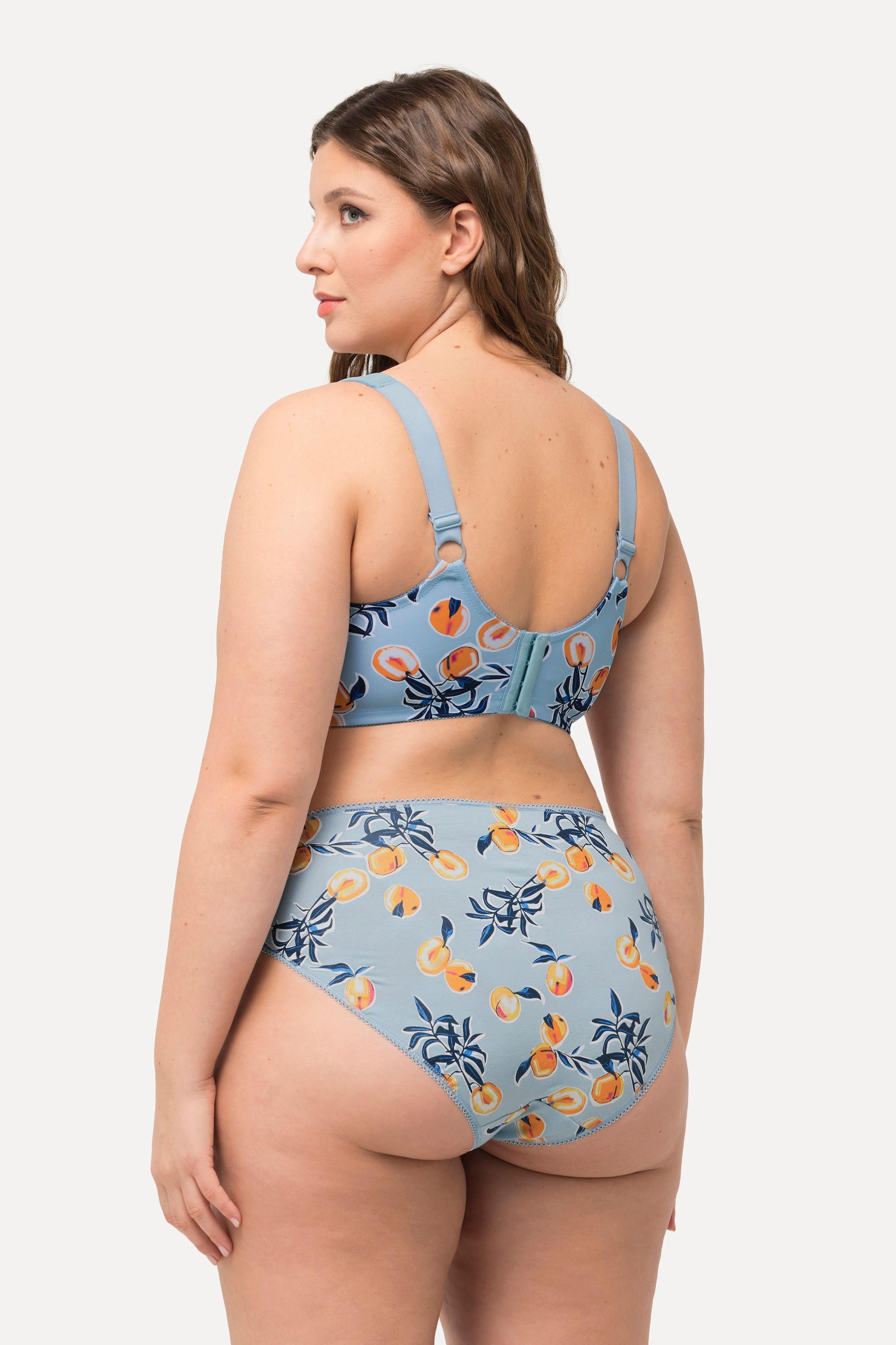 Ulla Popken Reggiseno sostenitivo stampa pesche senza ferretto coppa C-F  