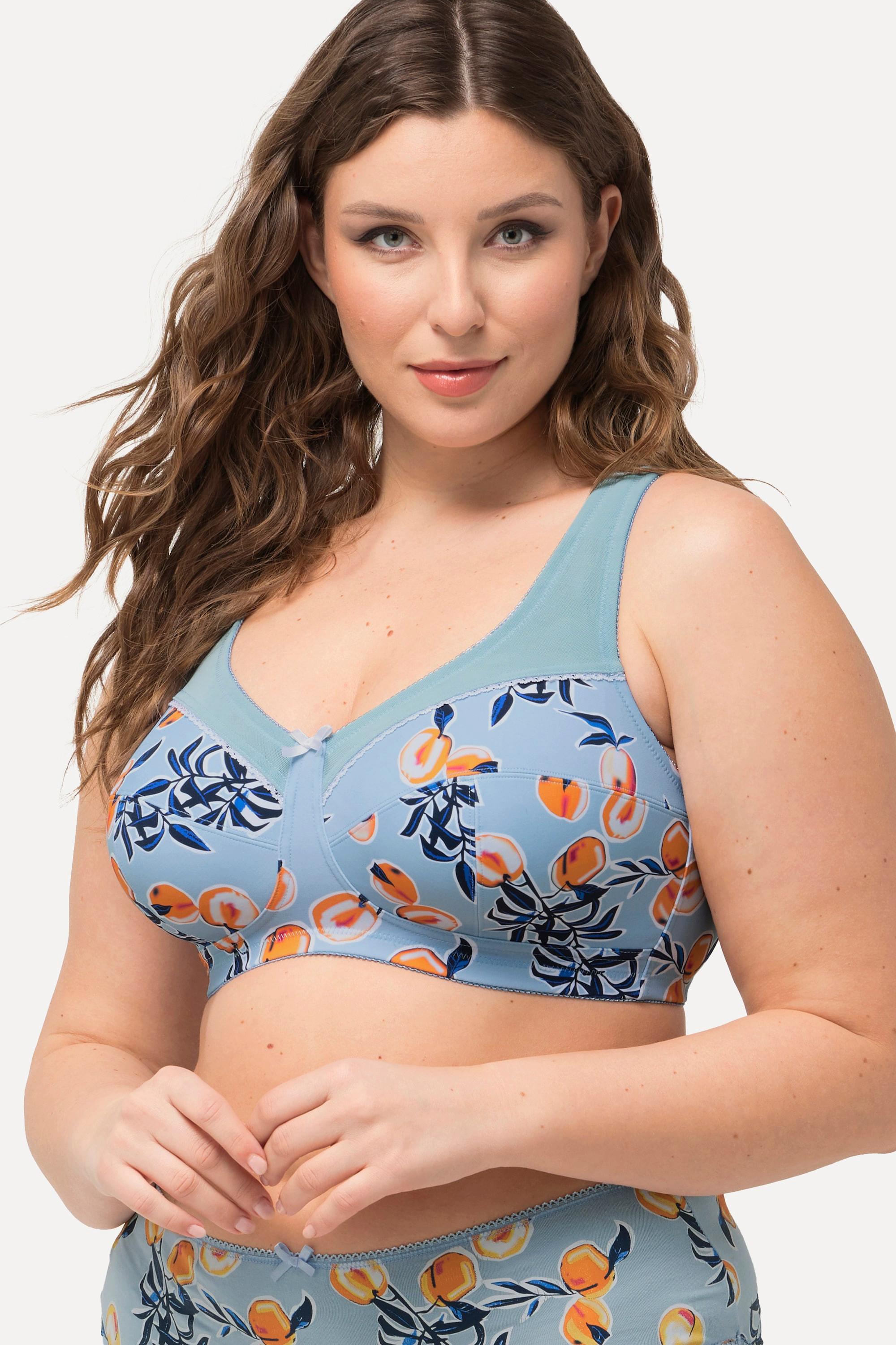 Ulla Popken Reggiseno sostenitivo stampa pesche senza ferretto coppa C-F  