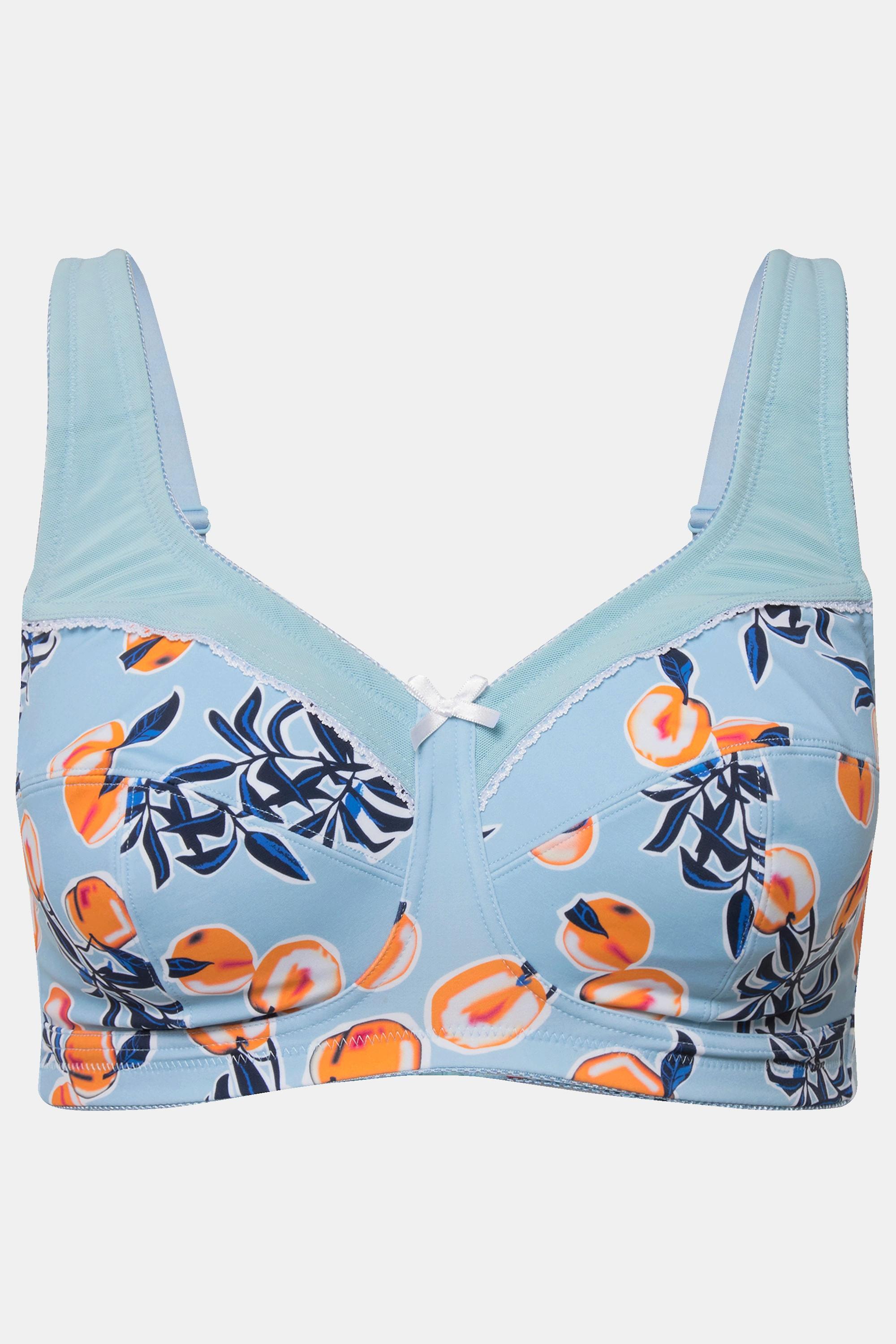 Ulla Popken Reggiseno sostenitivo stampa pesche senza ferretto coppa C-F  