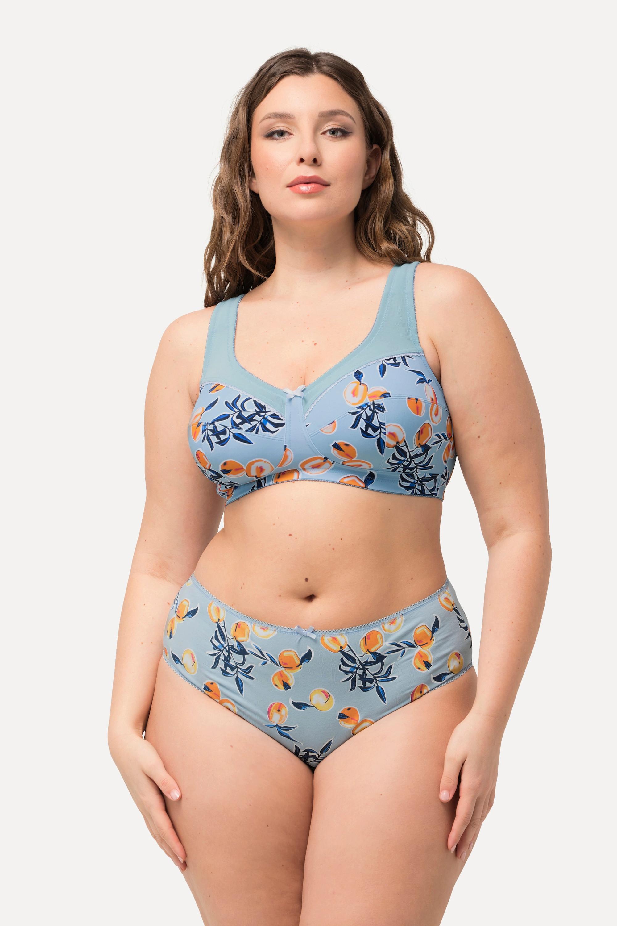 Ulla Popken Soutien-gorge de maintien imprimé pêches sans armatures bonnet C-F  