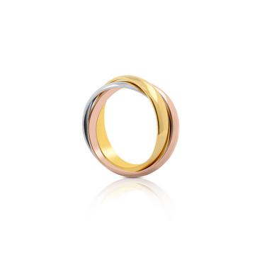 Bague s Tricolore blanc/jaune/rouge or 750