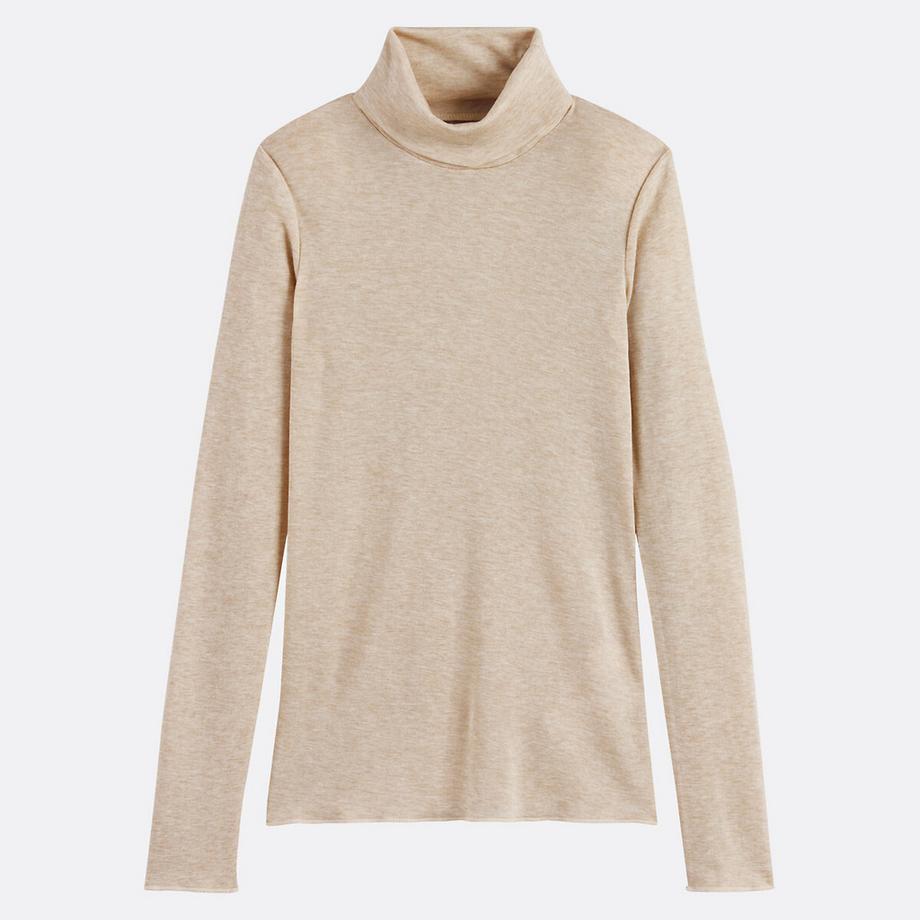 La Redoute Collections Rollkragen T-Shirt Lyocell Mischung  