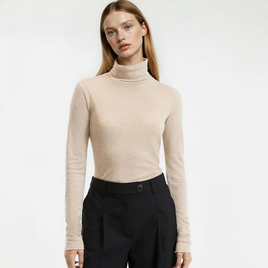 La Redoute Collections Rollkragen T-Shirt Lyocell Mischung  