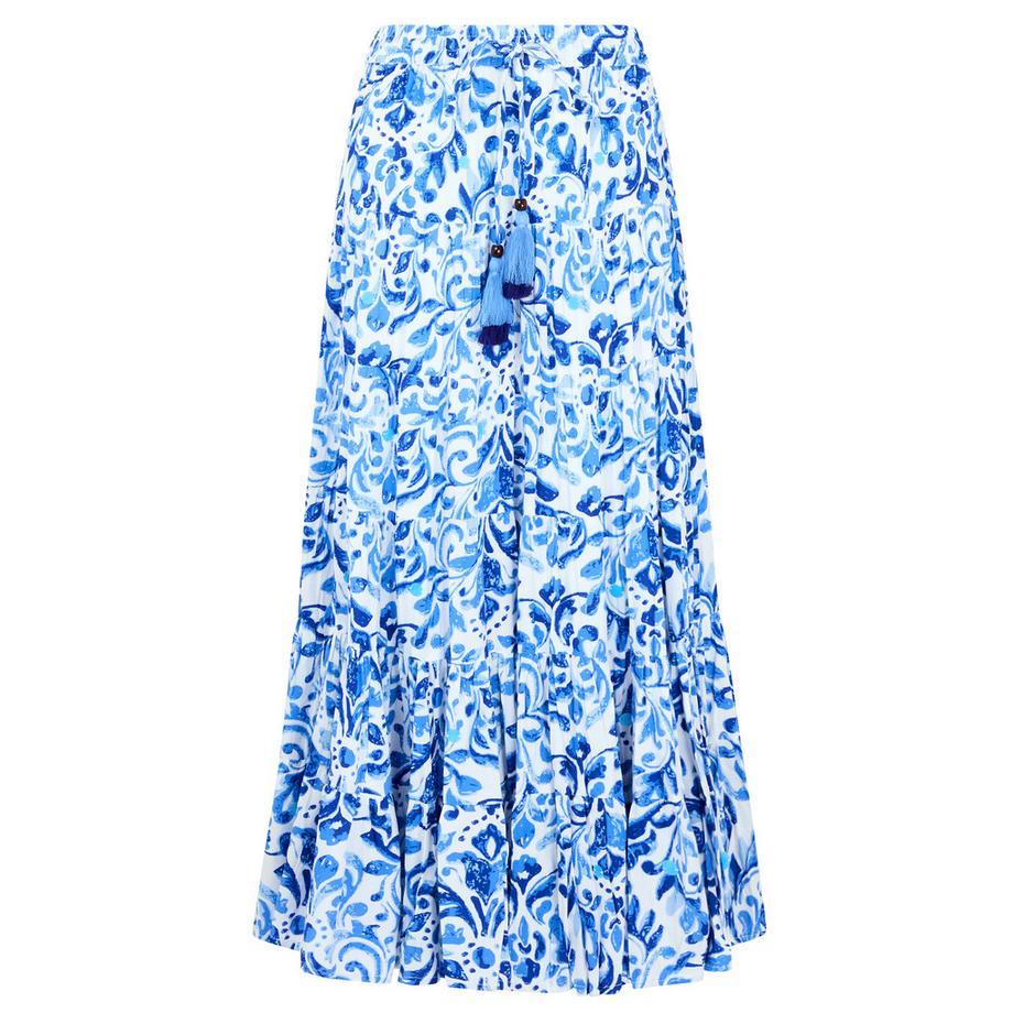Joe Browns Crinkle-Maxirock mit Blumenprint und Quastendetail  