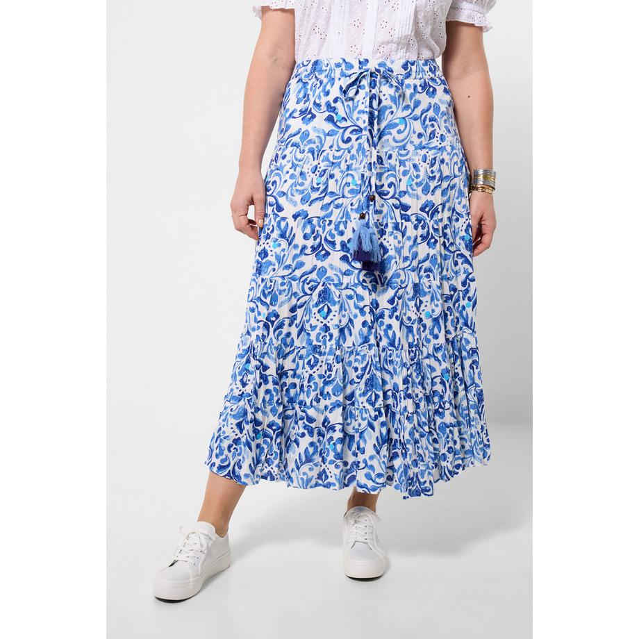 Joe Browns Crinkle-Maxirock mit Blumenprint und Quastendetail  