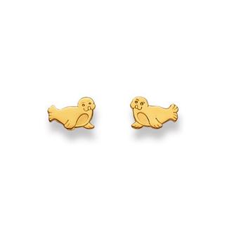 MUAU Schmuck  Clous d'oreilles en or jaune 750, 6x8mm 