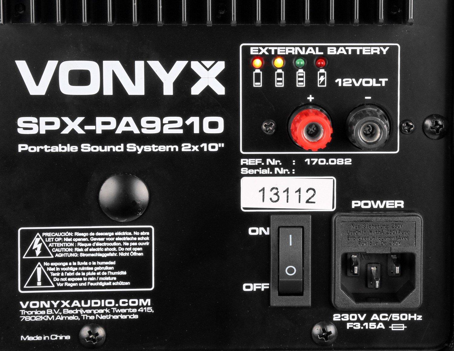 Vonyx  Vonyx SPX-PA9210 Système d'adresse publique de roulette 1000 W Noir 