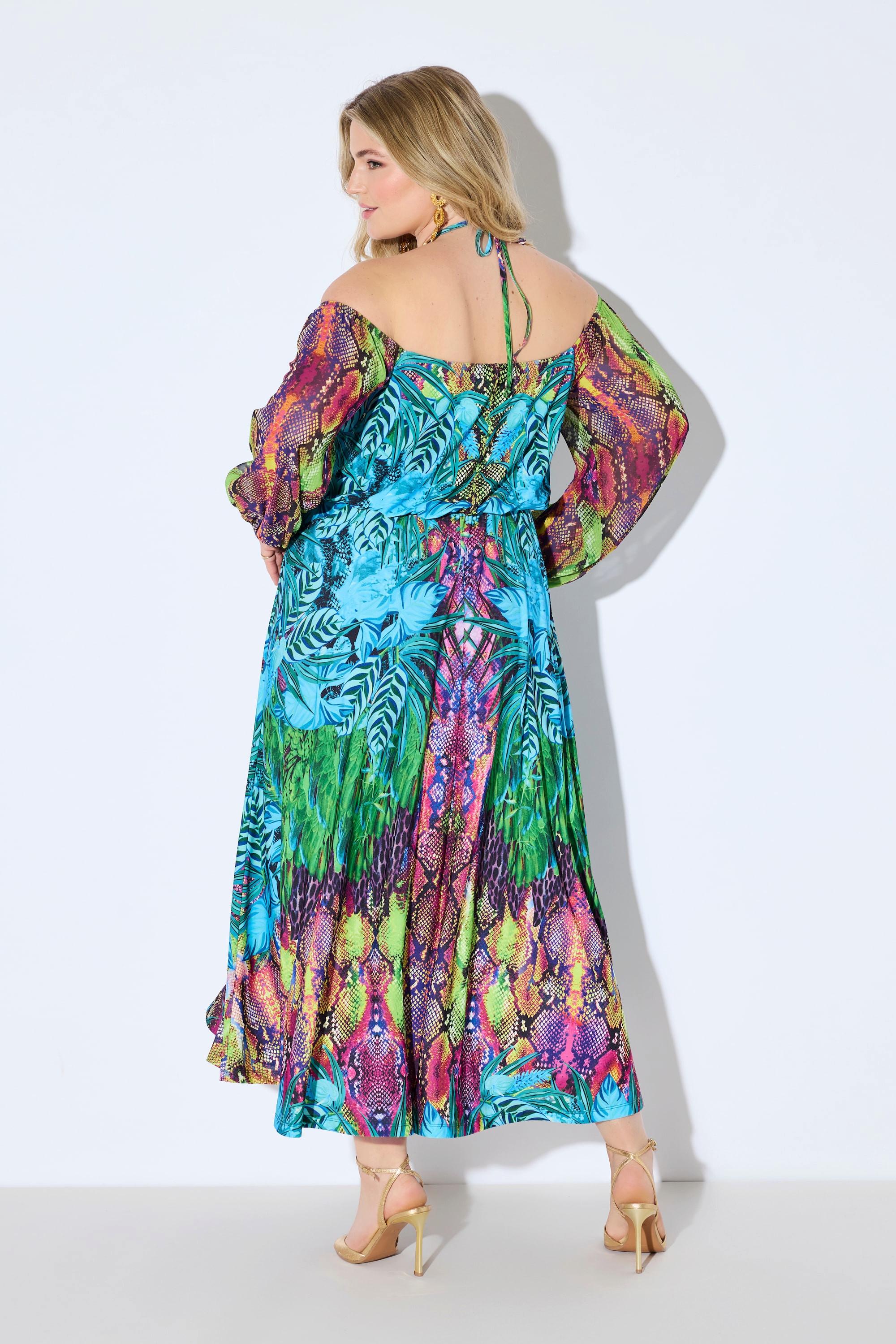 Ulla Popken Offshoulder Chiffon Maxikleid blickdichtes Unterkleid  