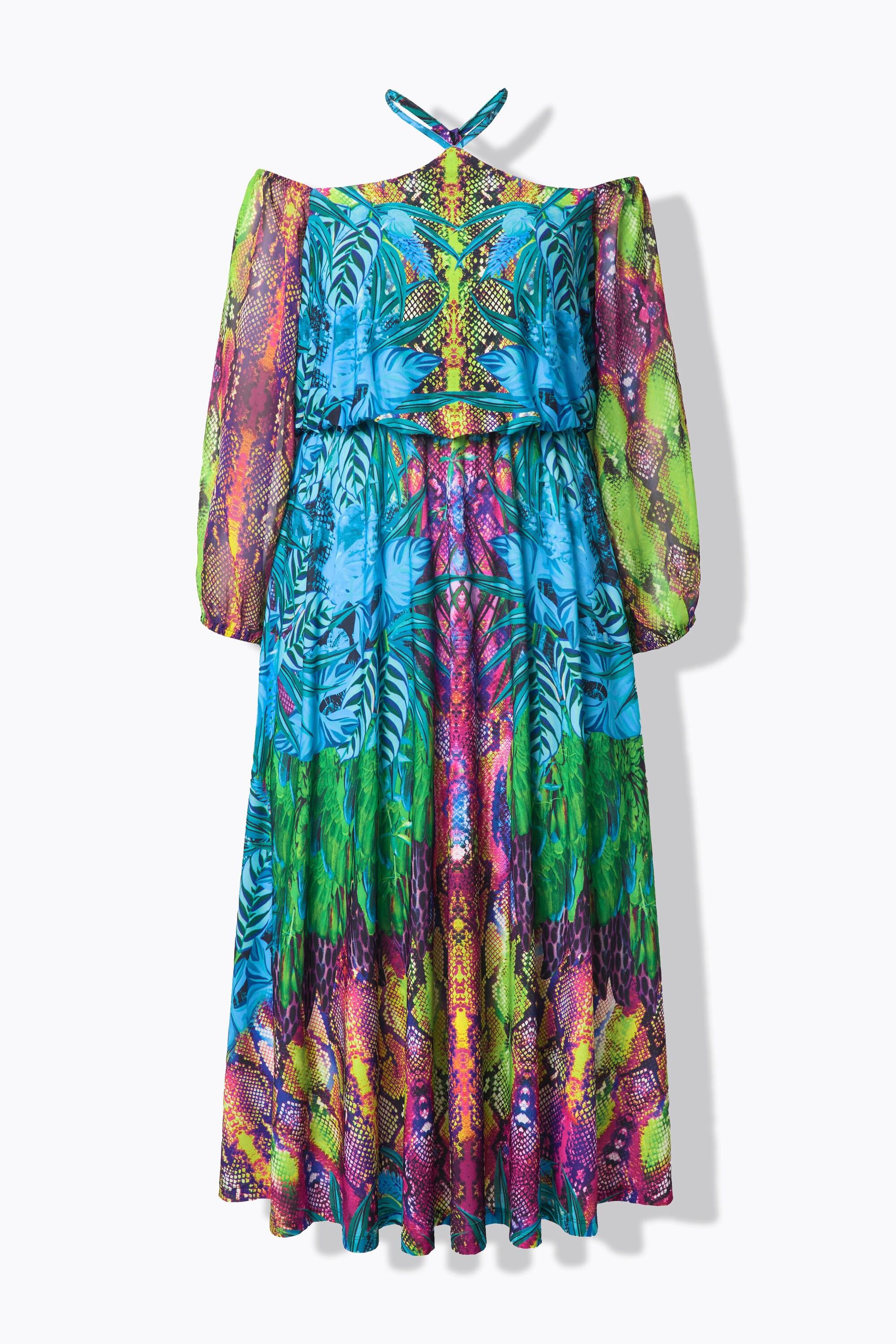 Ulla Popken Offshoulder Chiffon Maxikleid blickdichtes Unterkleid  