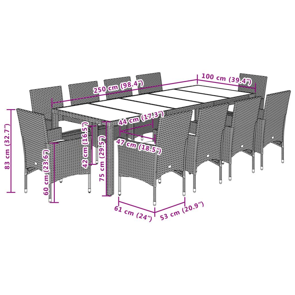 VidaXL Ensemble de salle à manger de jardin rotin synthétique  