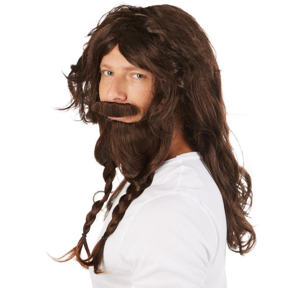 Tectake  Perruque pour homme viking, brun 