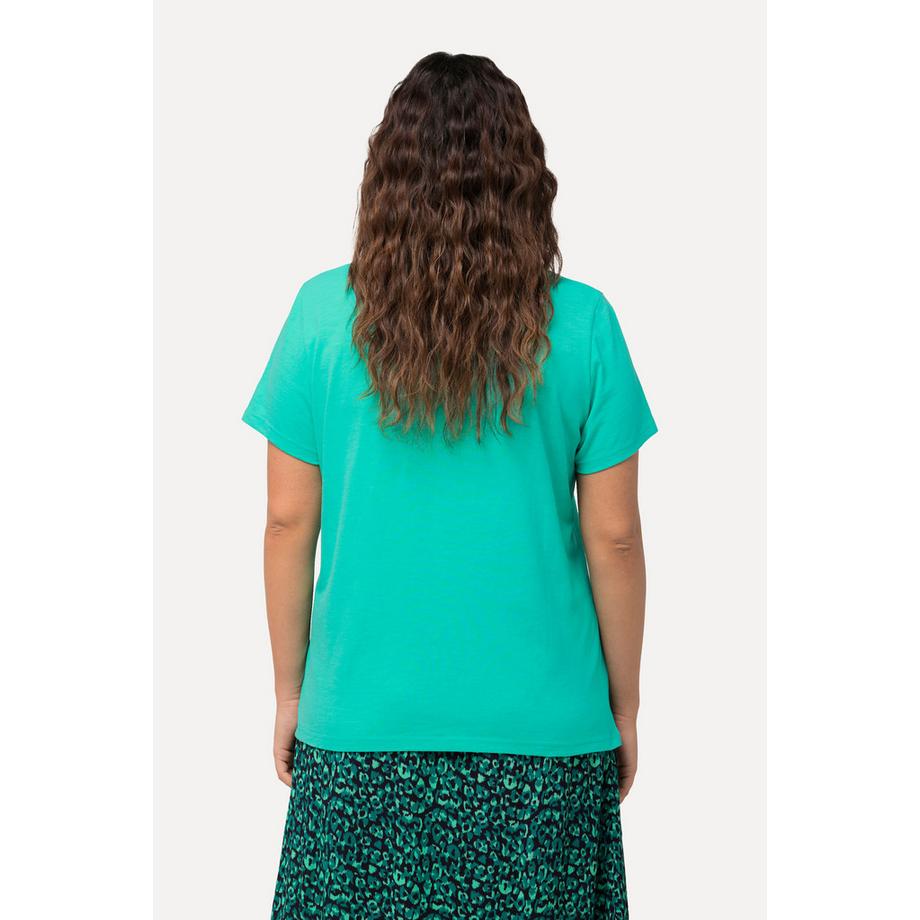 Ulla Popken Besticktes Regular Fit Rundhals Halbarm T-Shirt  