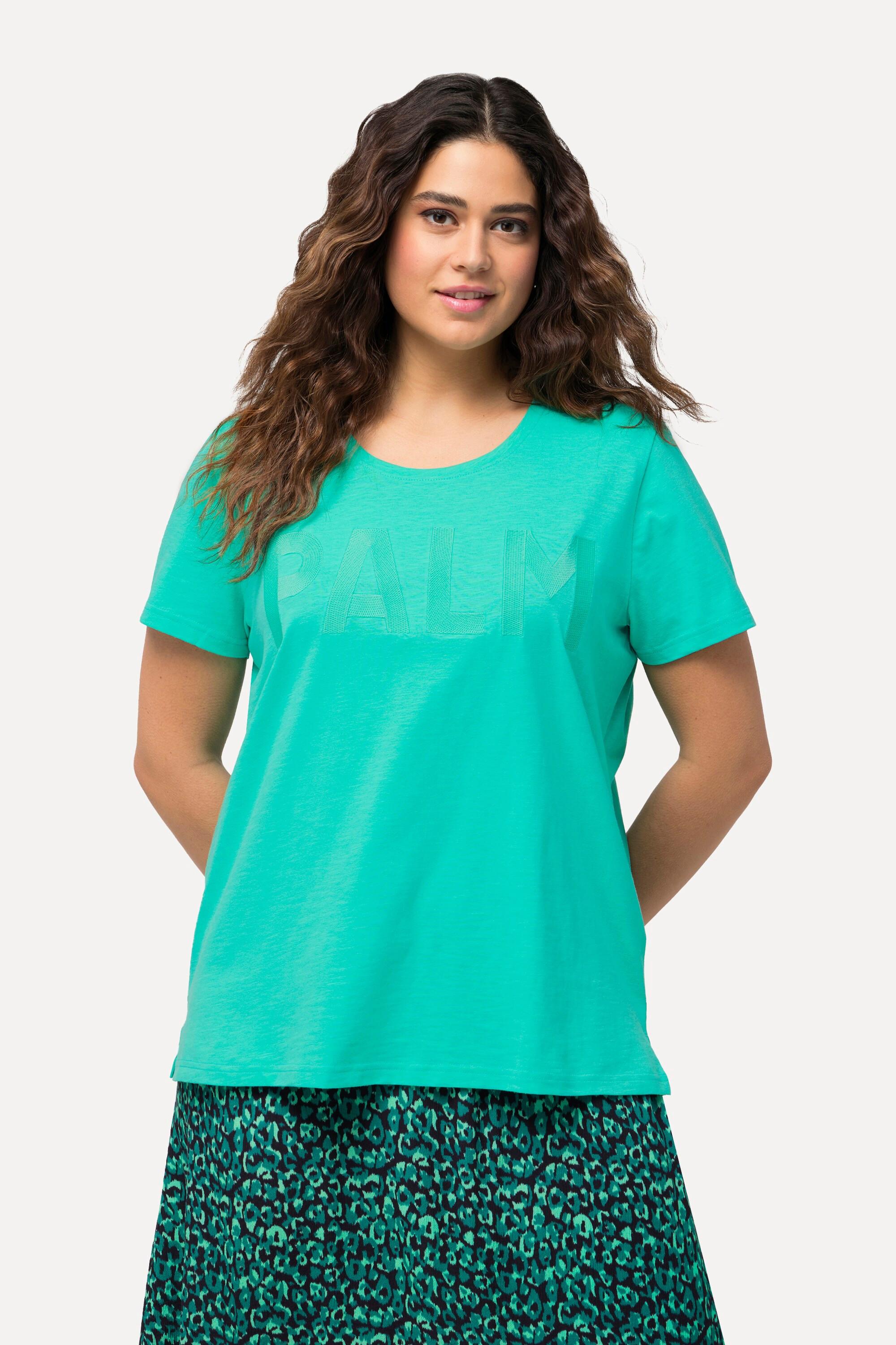 Ulla Popken T-shirt brodé col rond manches courtes coupe Regular  