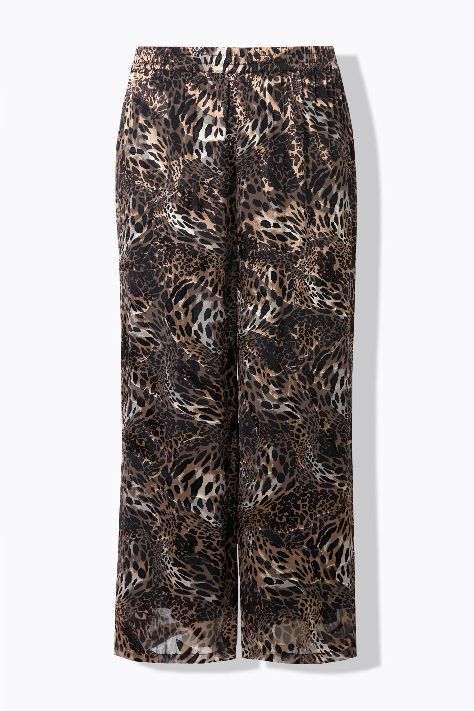 Ulla Popken Pantaloni Chiffon Doppio Strato Gamba Larga Vita Elastica  