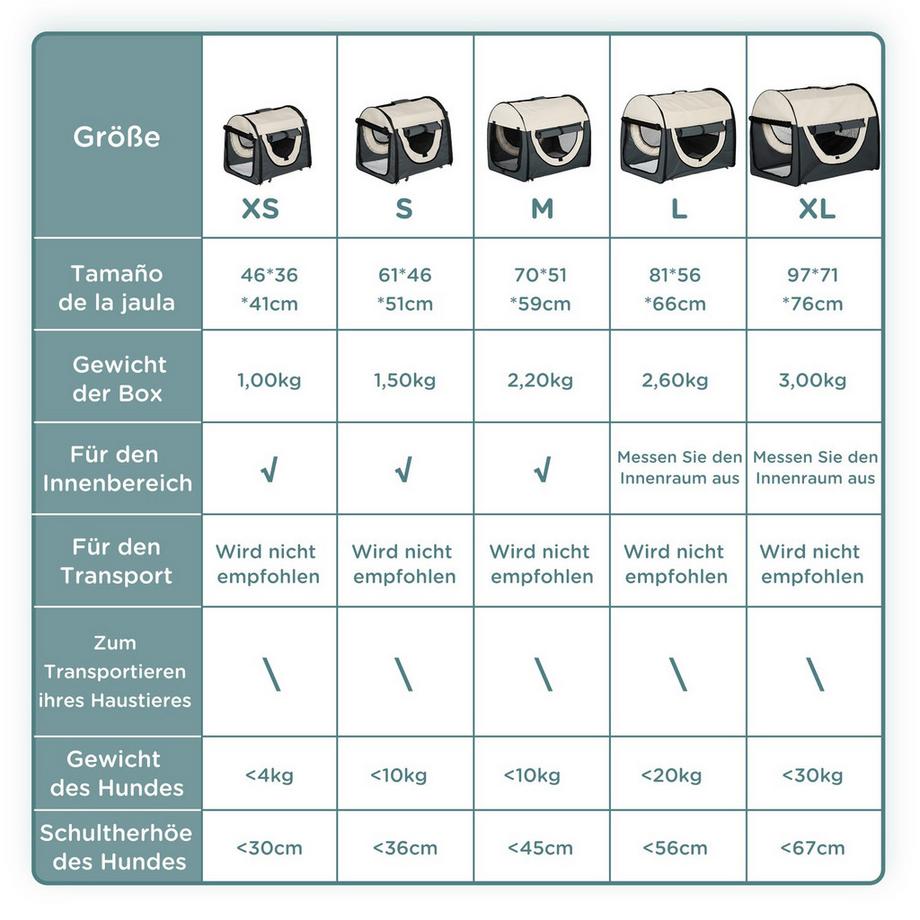 Northio  Hundebox Faltbar Hundetransportbox Haustierrucksack Mit Kissen, Reisetasche, Wasserdicht, Oxfordstoff, Dunkelgrau, 70X51X59Cm 