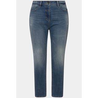 Ulla Popken  Jean mom thermique en denim stretch, ceinture confortable 