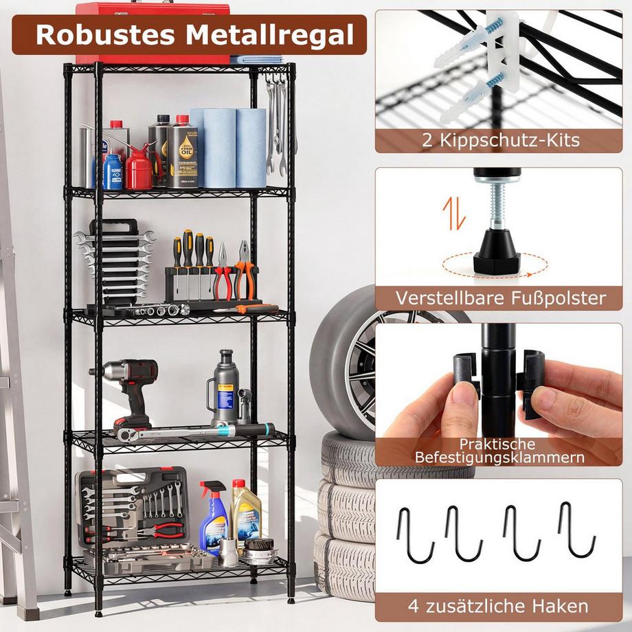 Northix Ripiano metallico regolabile per impieghi gravosi  
