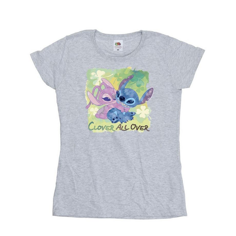 Disney T-Shirt St Patrick's Day Stampa Stitch e Angel  