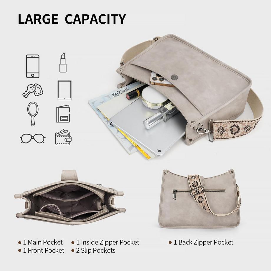 Only-bags.store Sac Hobo Moyen avec Large Bandoulière  