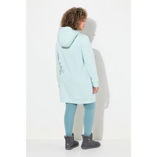 Ulla Popken  Sweat-shirt oversize à capuche et manches longues, poches et motif plantes 