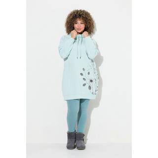 Ulla Popken  Sweat-shirt oversize à capuche et manches longues, poches et motif plantes 