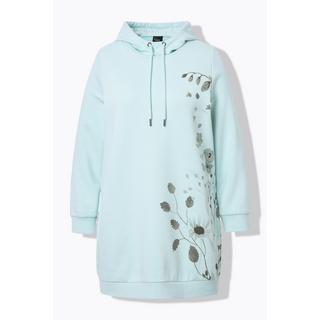 Ulla Popken  Sweat-shirt oversize à capuche et manches longues, poches et motif plantes 