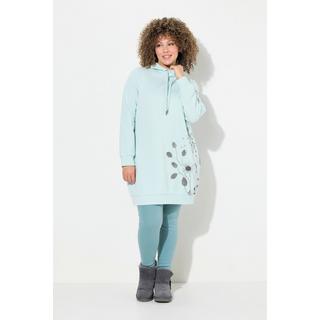 Ulla Popken  Sweat-shirt oversize à capuche et manches longues, poches et motif plantes 