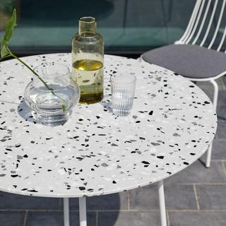 Tikamoon Tavolo rotondo da giardino terrazzo premium e metallo white 4 pers. Elio  