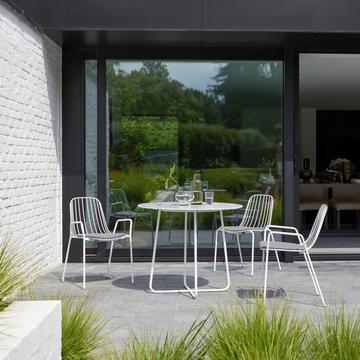 Table de jardin ronde en terrazzo premium et métal white 4 pers. Elio