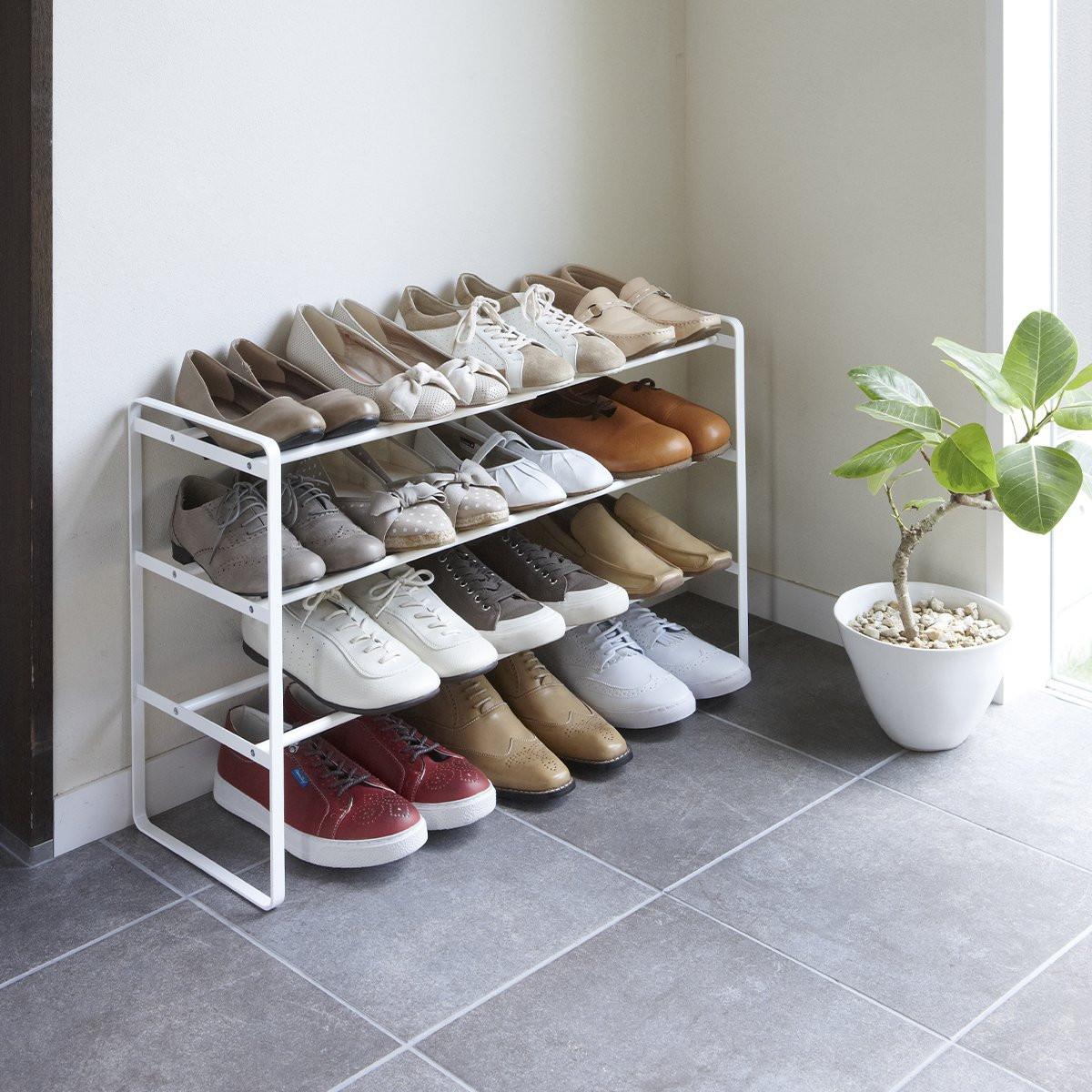 Calicosy Schwarzes Schuhregal, ausziehbar, 3 Ebenen - L41-70 cm  