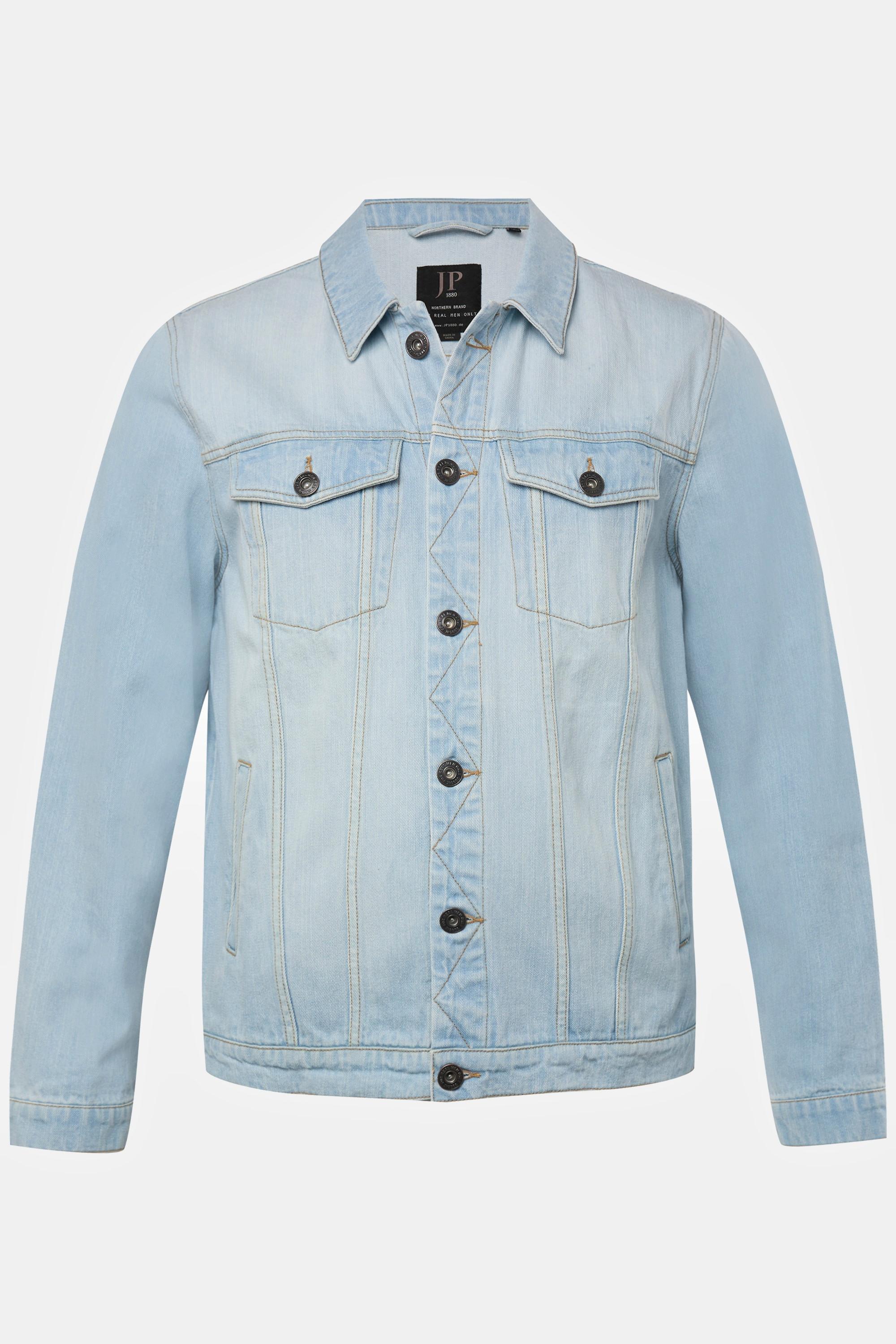 JP1880  Veste en jean. Poches poitrine et patte de boutonnage. Jusqu'au 8XL 