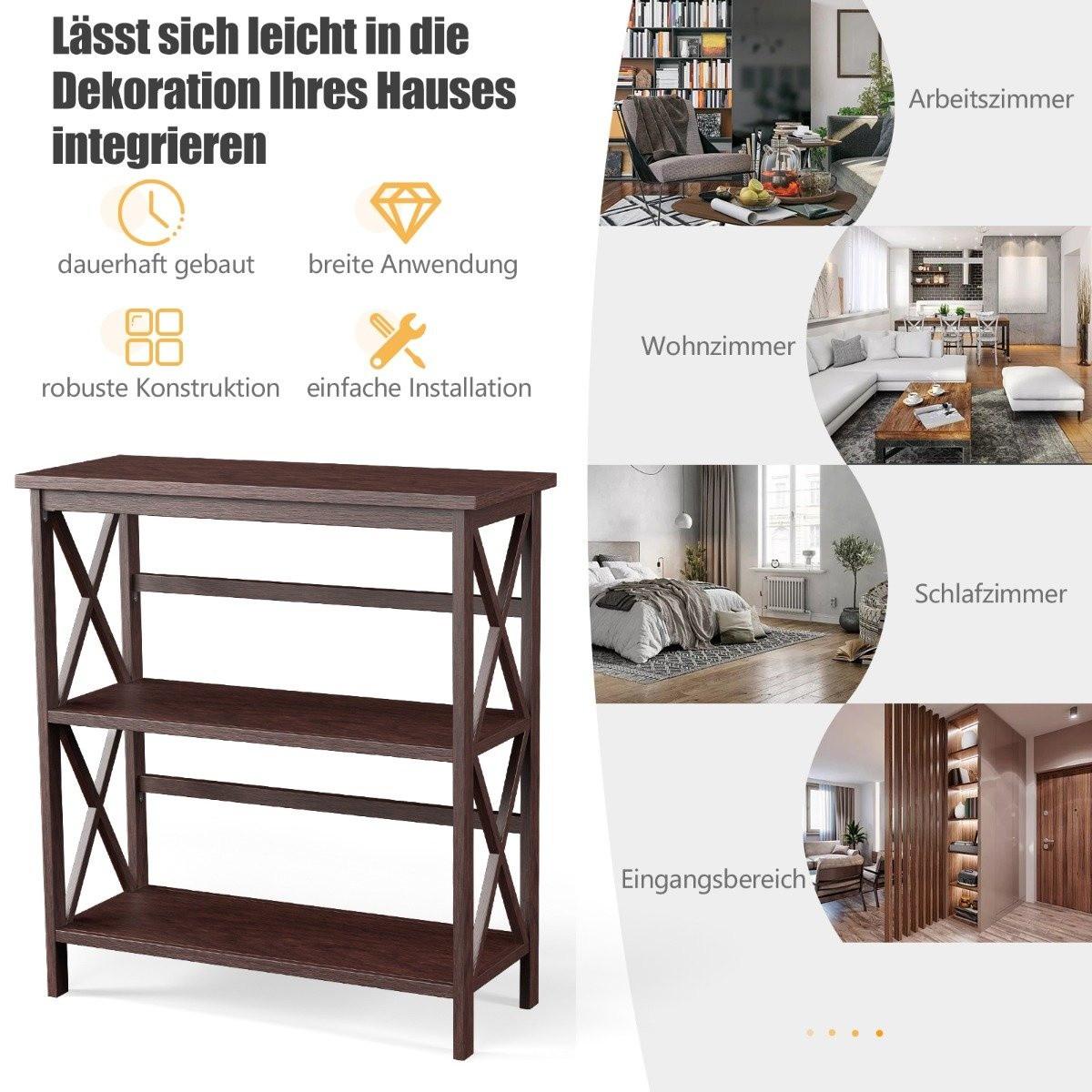 B2X Konsolentisch aus Holz mit Kippschutz & Stabilem Rahmen Moderner Beistelltisch 79 x 32 x 86 cm Kaffee  