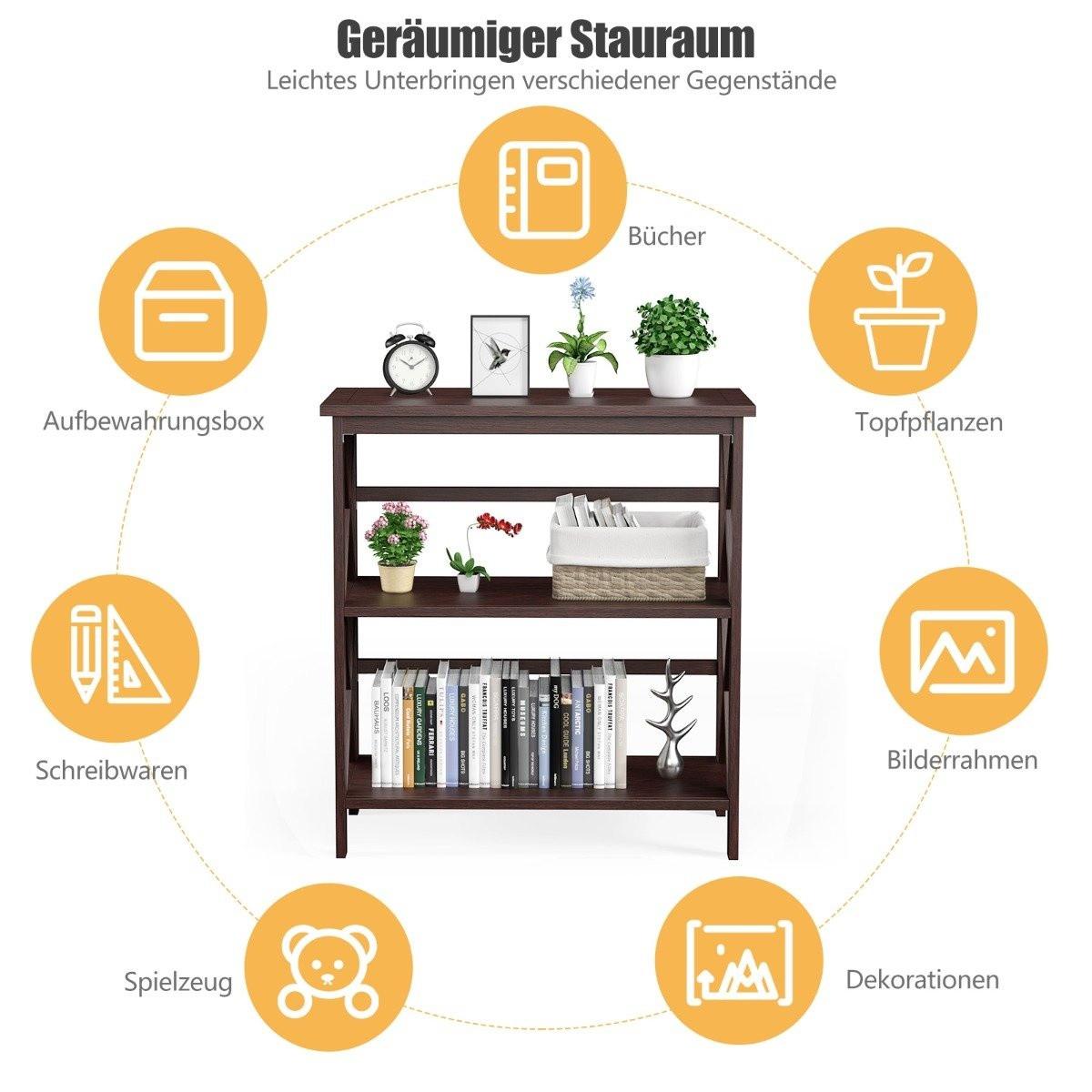 B2X Konsolentisch aus Holz mit Kippschutz & Stabilem Rahmen Moderner Beistelltisch 79 x 32 x 86 cm Kaffee  