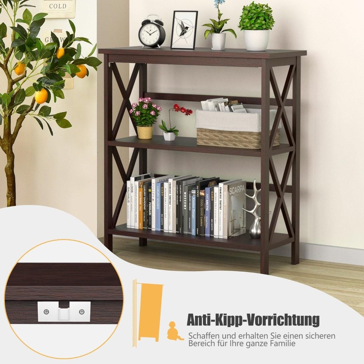 B2X Konsolentisch aus Holz mit Kippschutz & Stabilem Rahmen Moderner Beistelltisch 79 x 32 x 86 cm Kaffee  