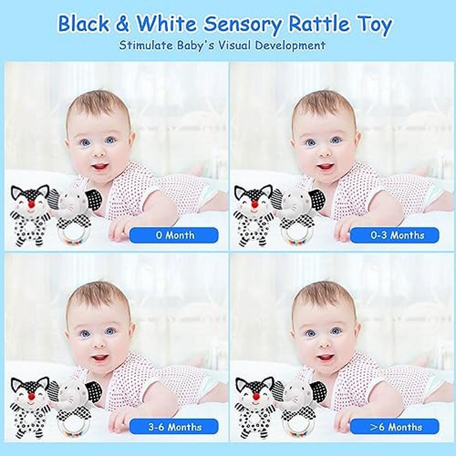 Activity-board  2 Stück Babyrassel, Babyspielzeug, Greifspielzeug zum Rasseln 