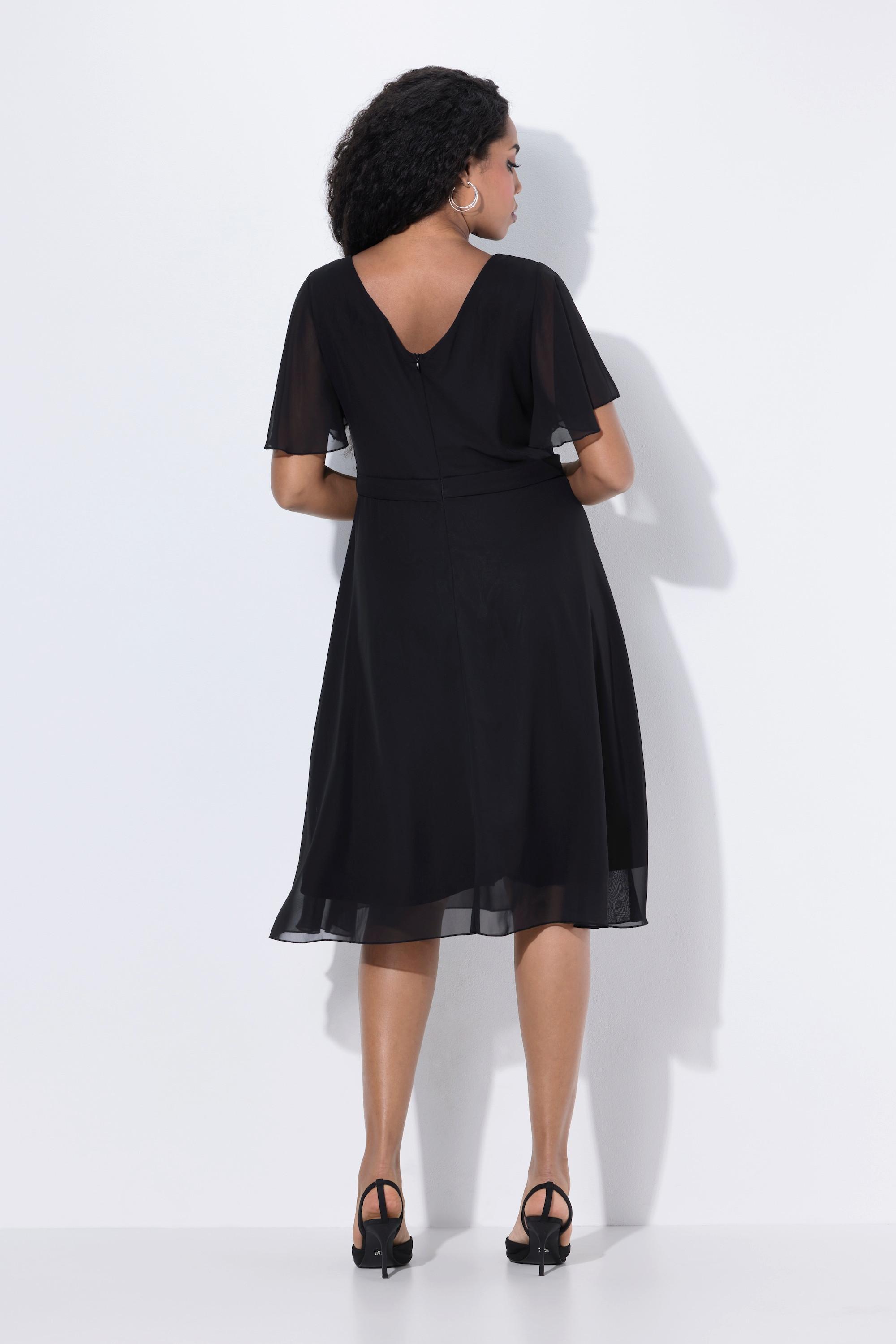 Ulla Popken Abito midi da sera in chiffon drappeggiato  