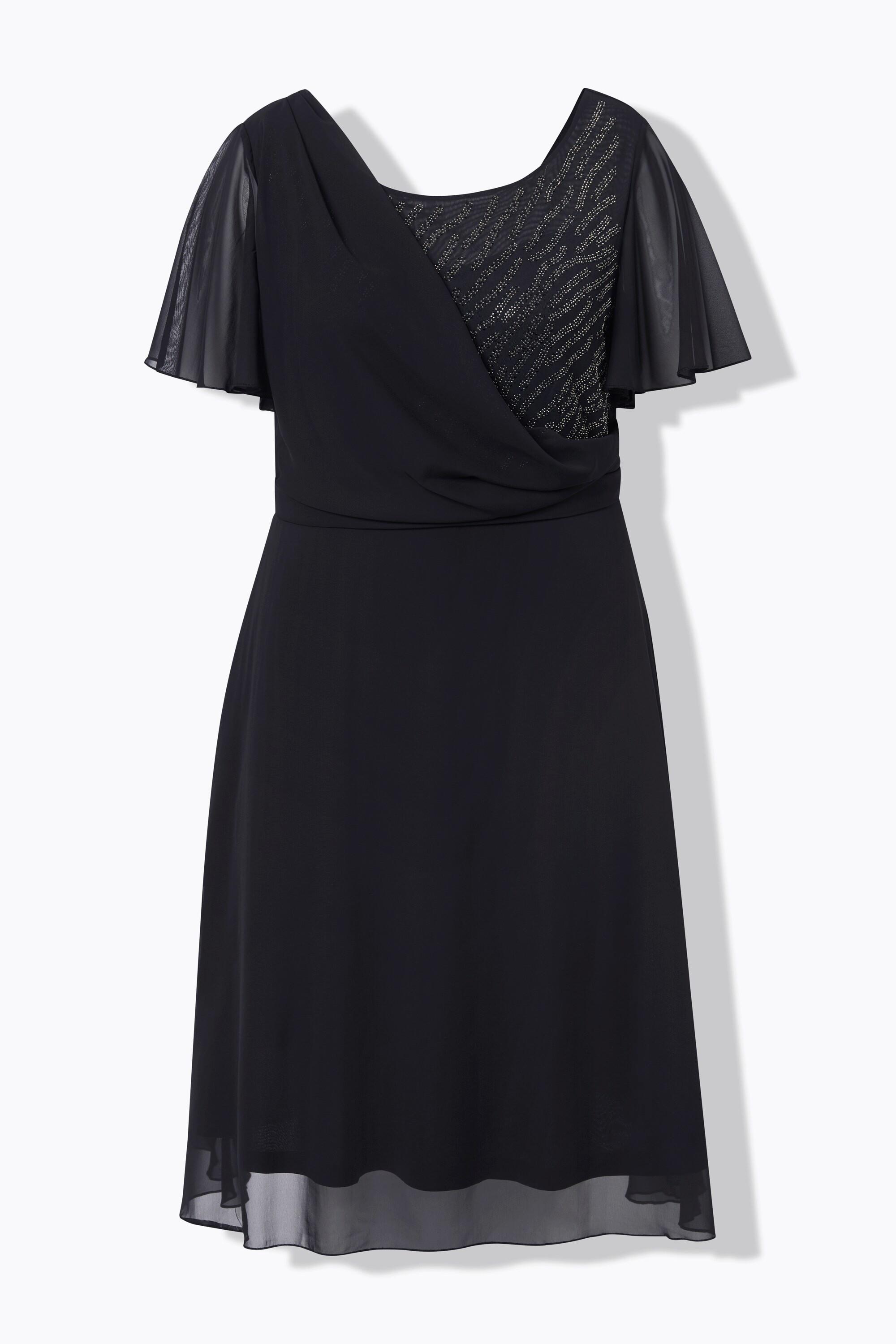 Ulla Popken Abito midi da sera in chiffon drappeggiato  